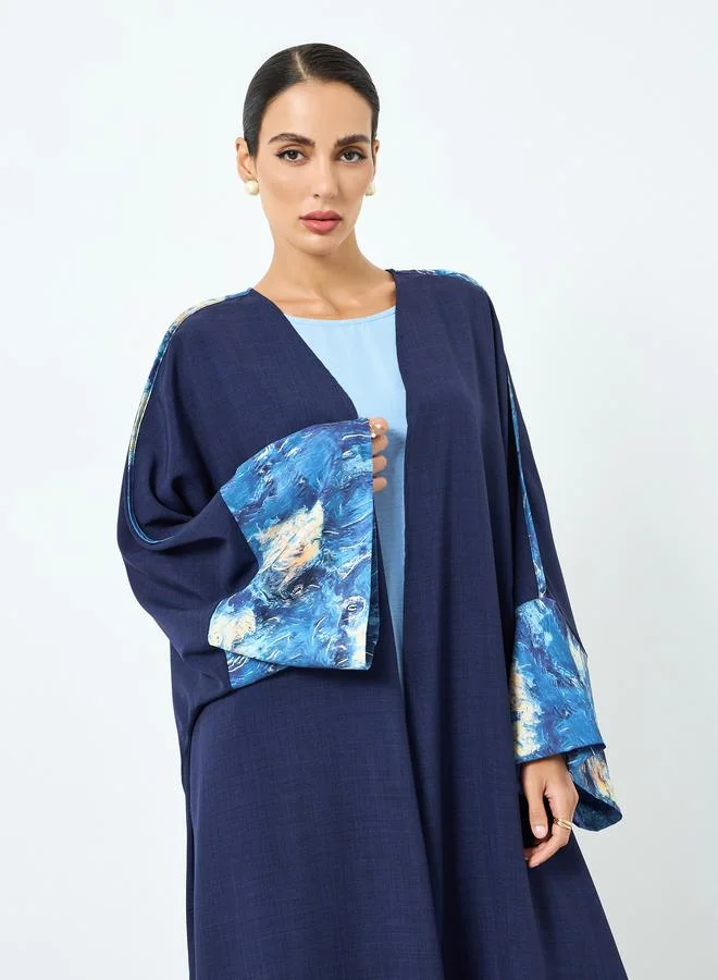 تايك تو عباية بأكمام طويلة وطبعة متباينة